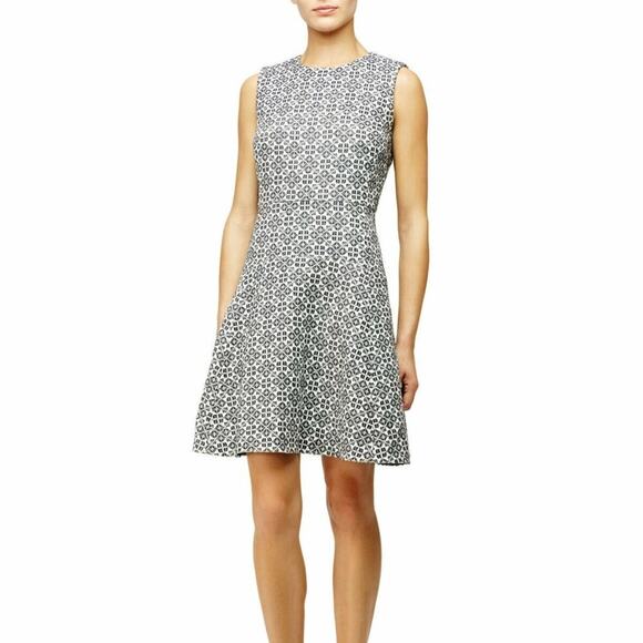 Tory Burch Geometric Jacquard Drop Waist Sleeveless Dress - Picture 2 of 8